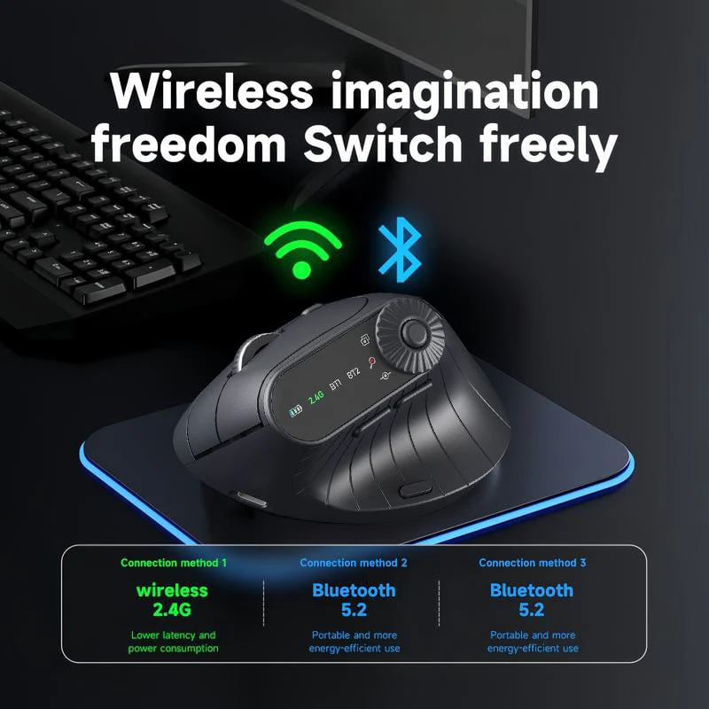 Ergonomic Triple-Connect Wireless Mouse - Image 6